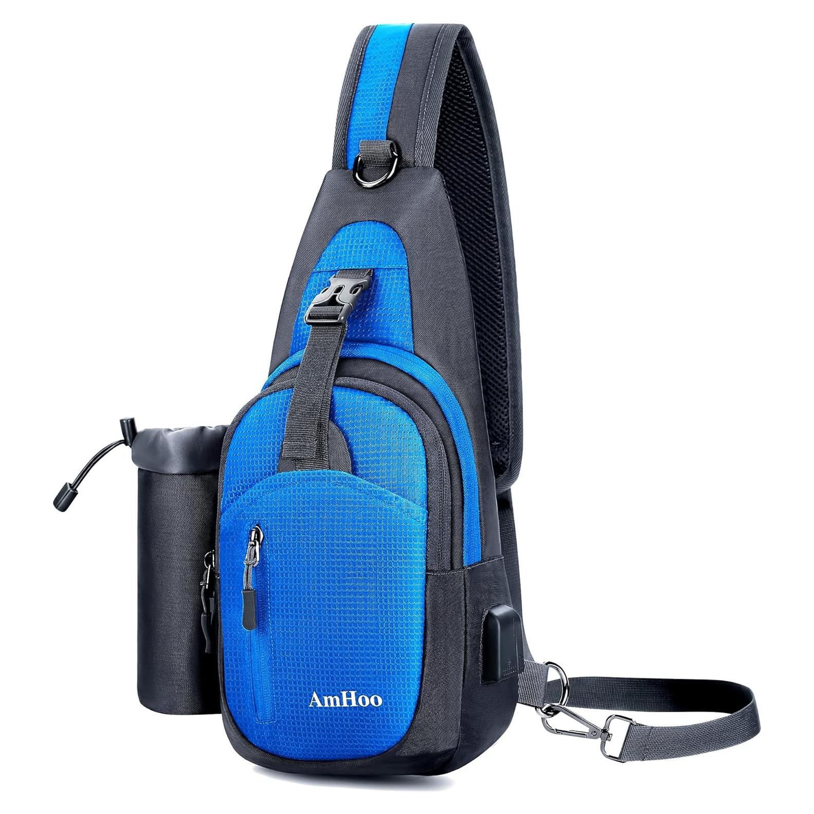 Mochila Sling Resistente al Agua AmHoo 38x18x10 cm Azul