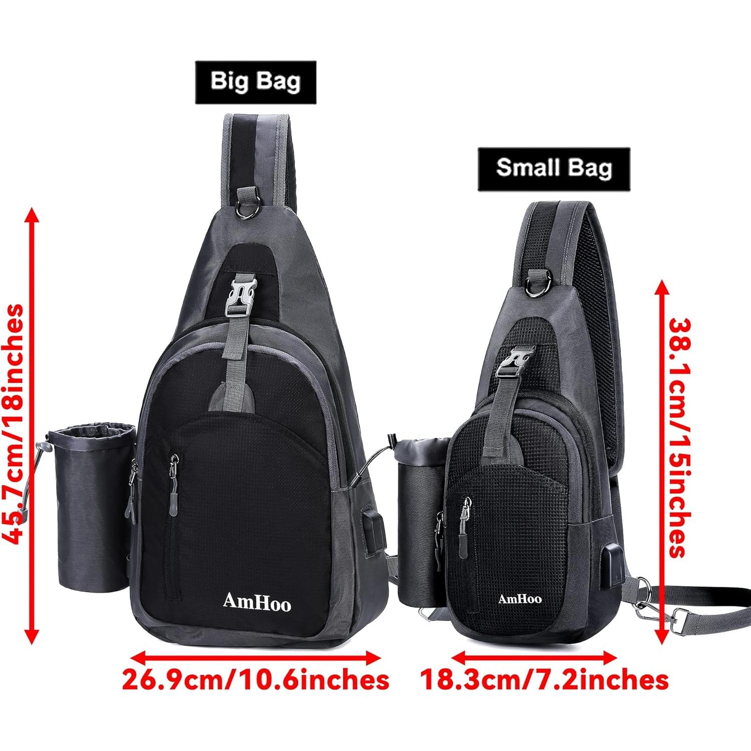 Mochila Sling Resistente al Agua AmHoo 38x18x10 cm Azul