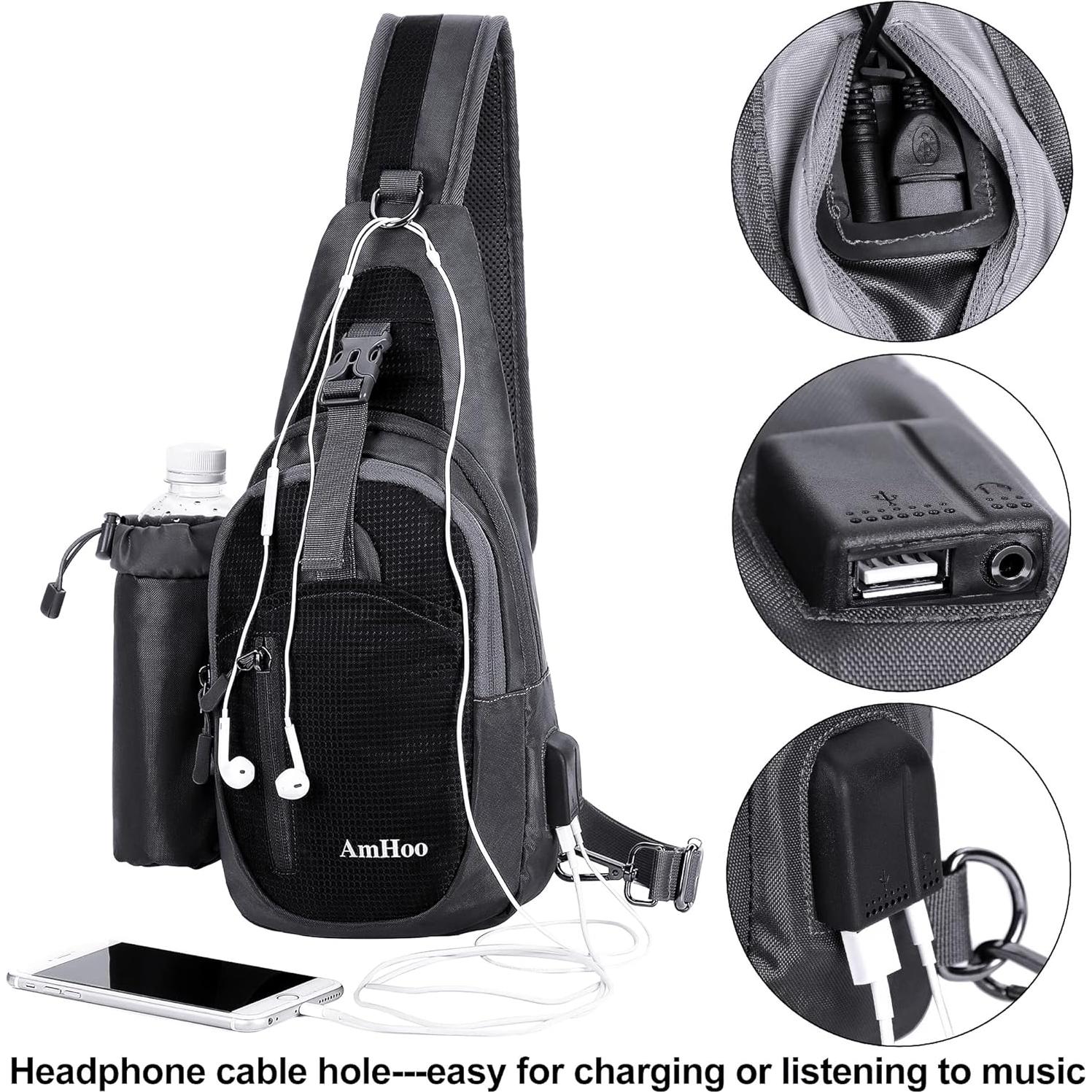 Mochila Sling Resistente al Agua AmHoo 38x18x10 cm Azul