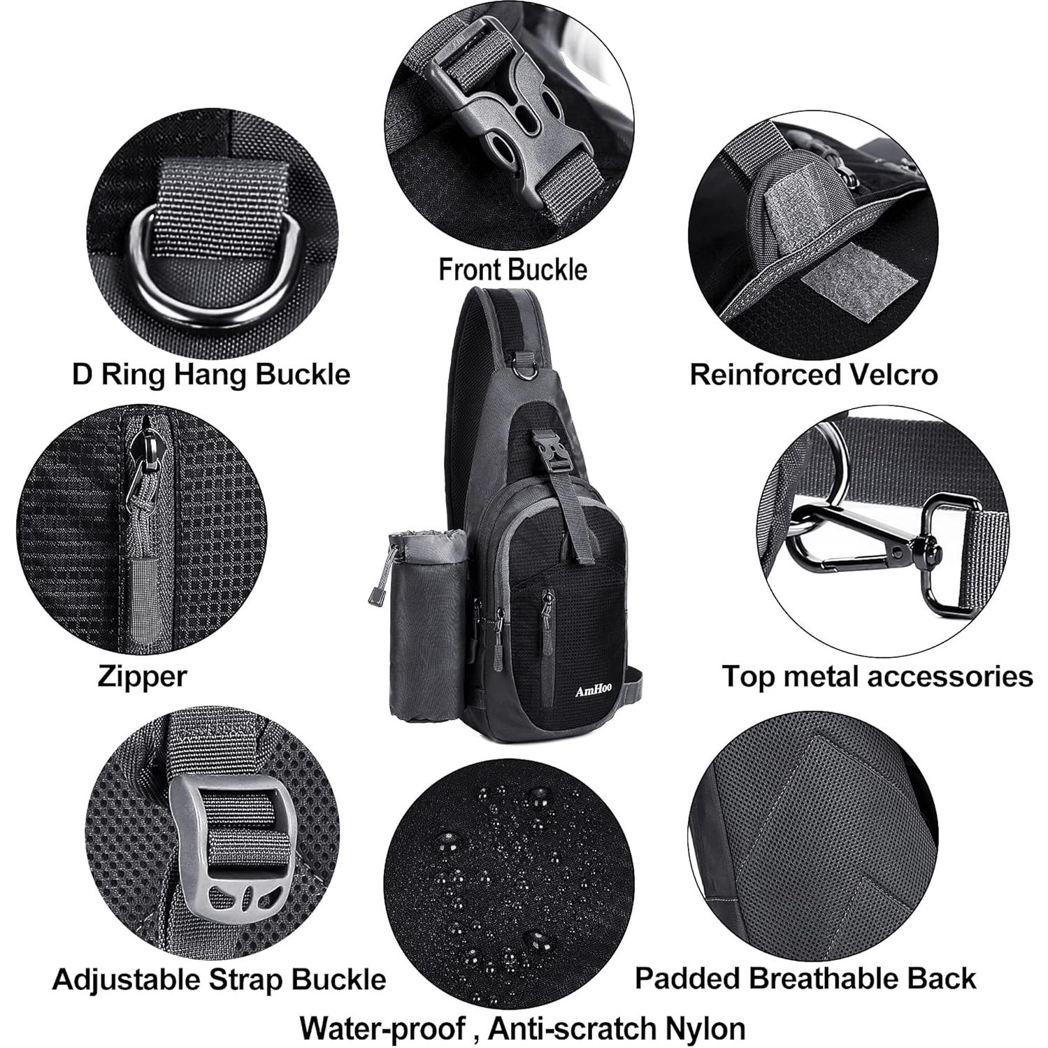 Mochila Sling Resistente al Agua AmHoo 38x18x10 cm Azul