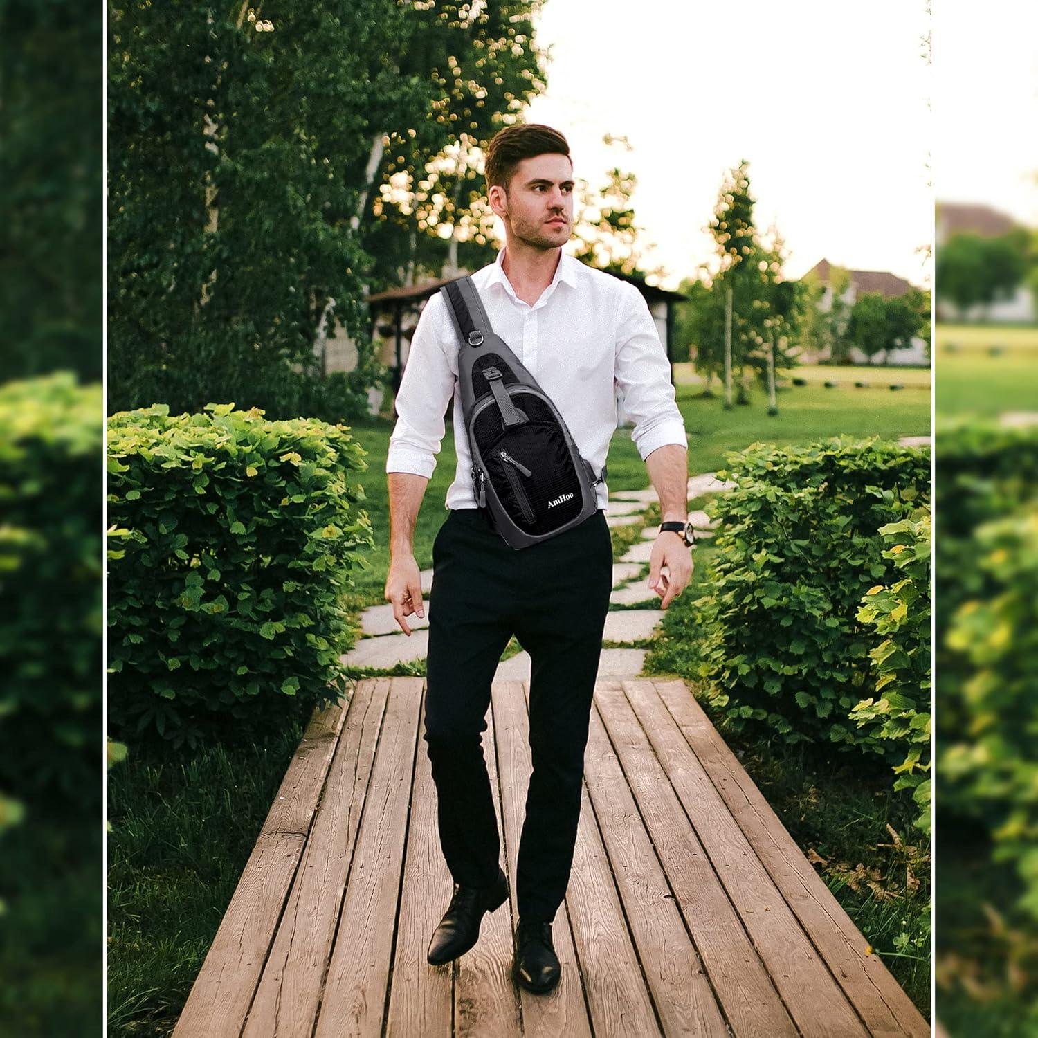 Mochila Sling Resistente al Agua AmHoo 38x18x10 cm Azul