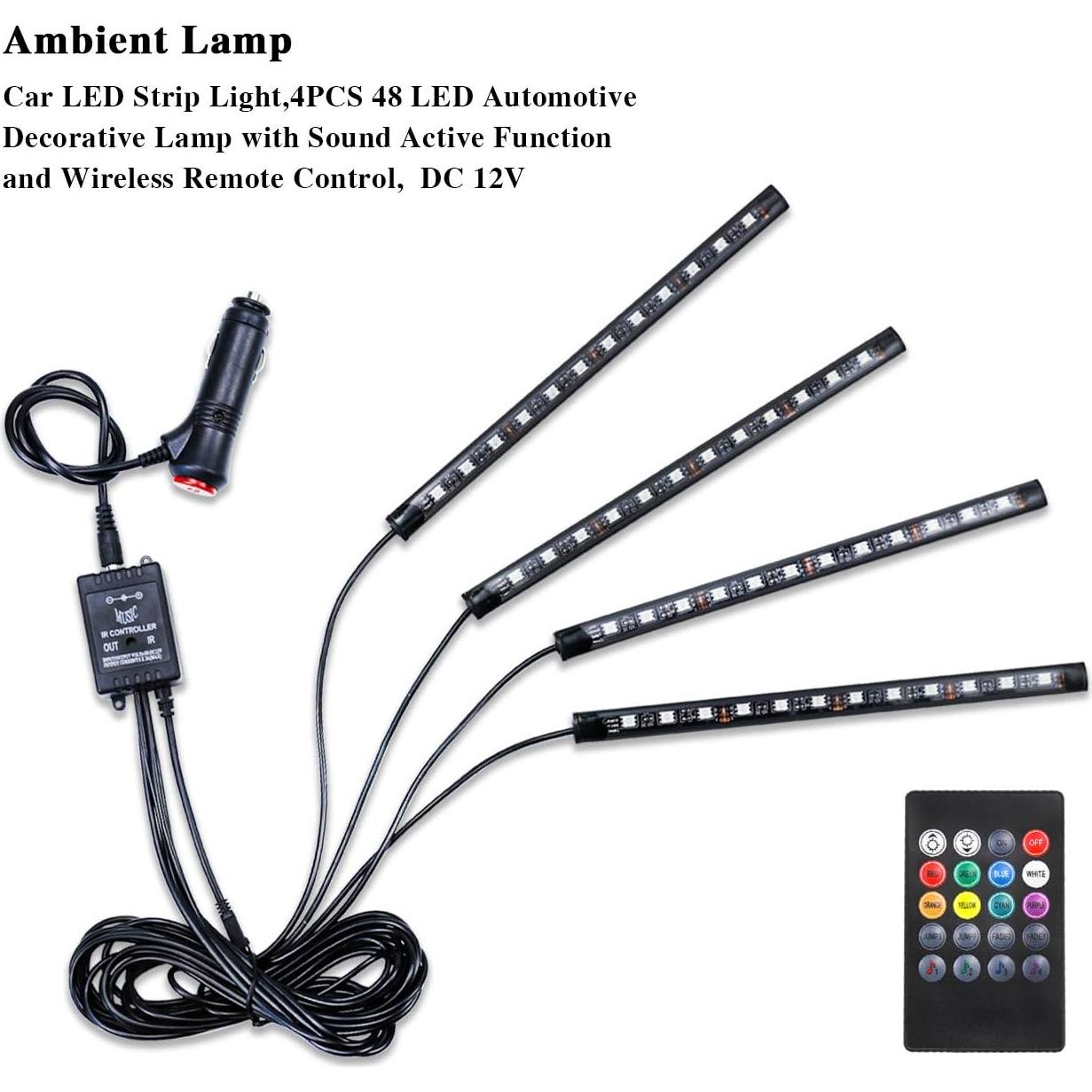 Luces LED de Interior para Automóvil LivTee 4pcs Multicolor