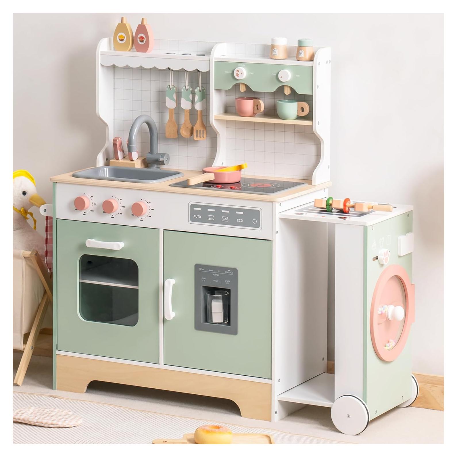 Conjunto de Cocina de Madera ROBUD Verde para Niños 3+