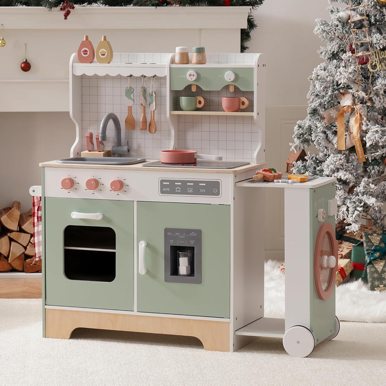 Conjunto de Cocina de Madera ROBUD Verde para Niños 3+