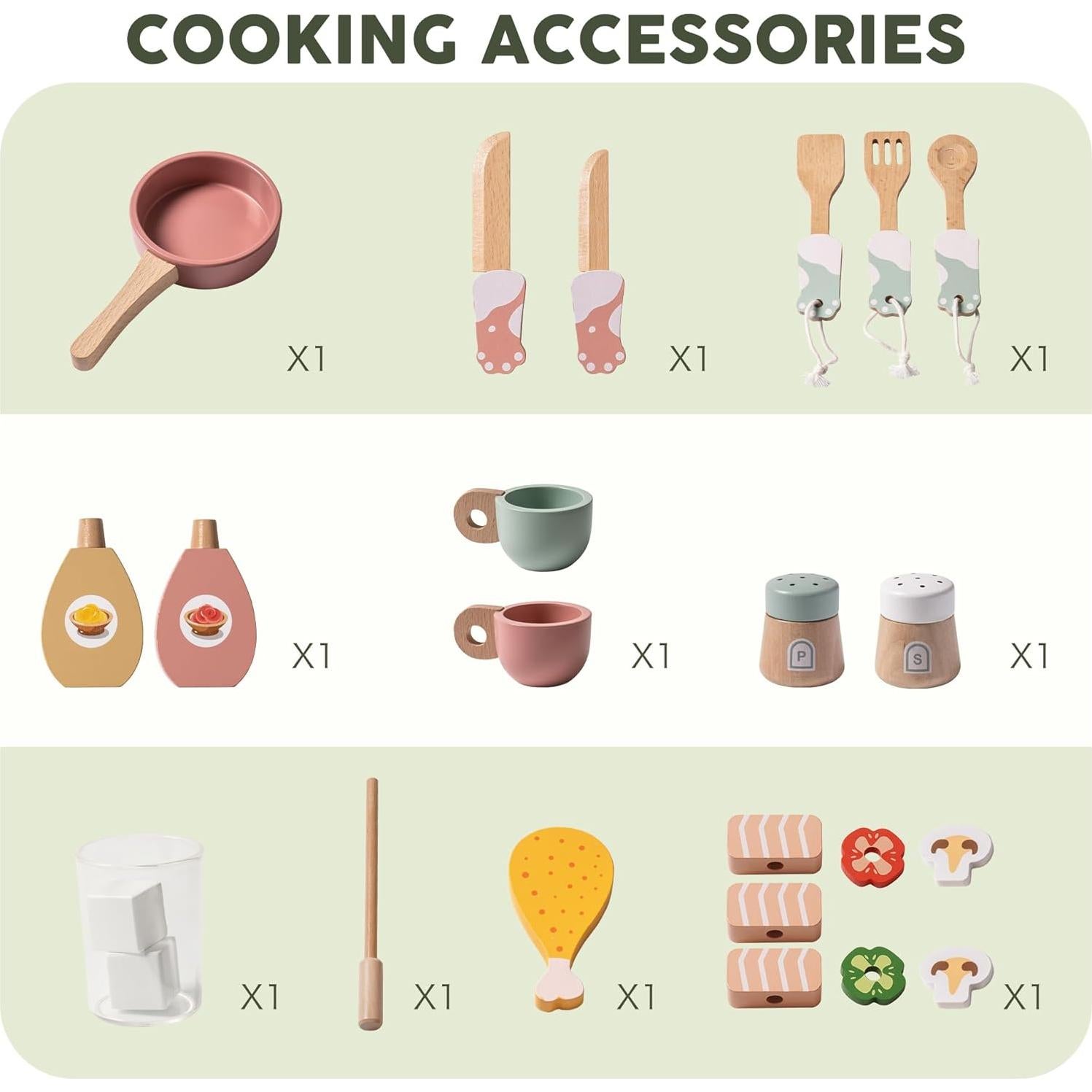 Conjunto de Cocina de Madera ROBUD Verde para Niños 3+