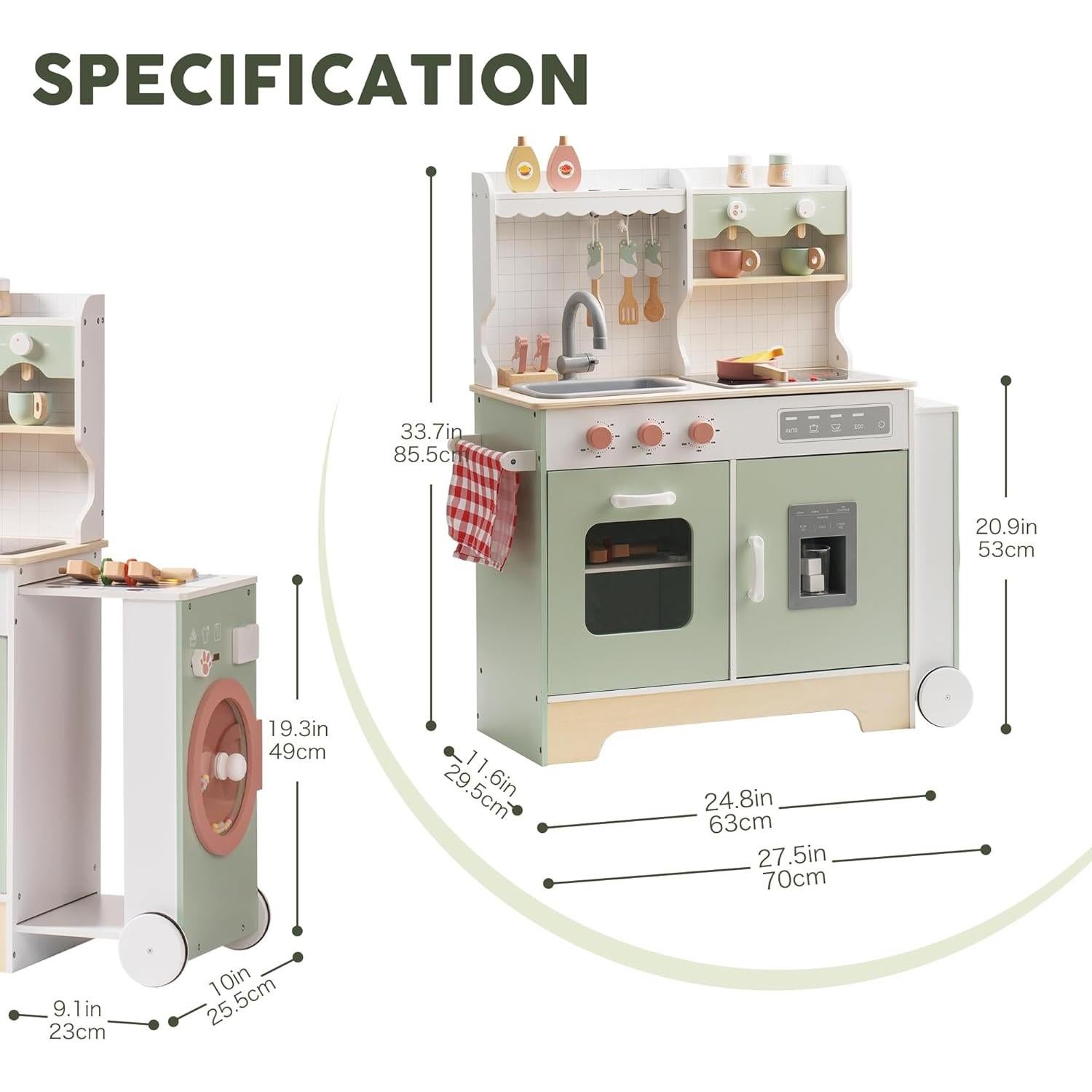 Conjunto de Cocina de Madera ROBUD Verde para Niños 3+