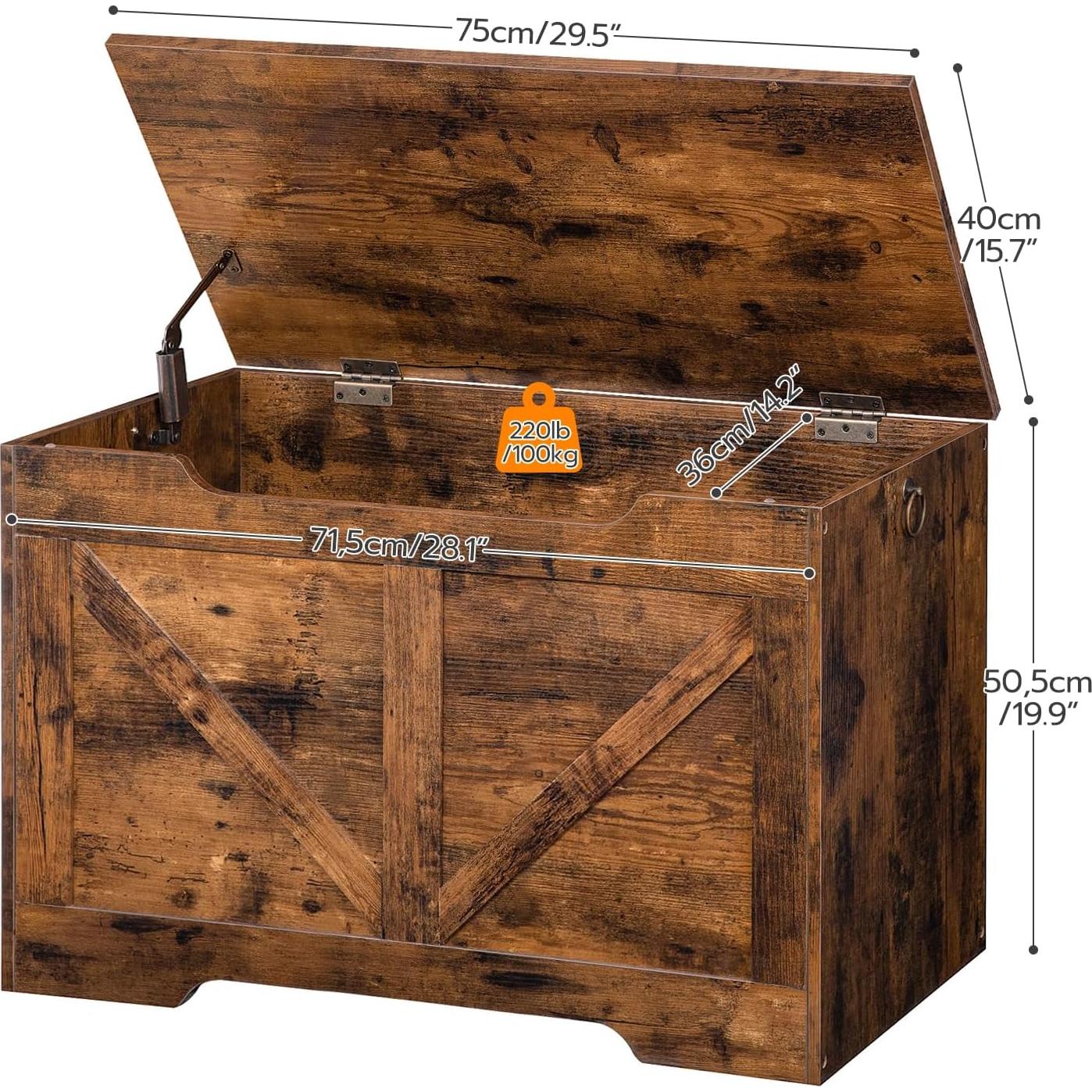 Banco de Almacenamiento HOOBRO Cofre Madera 220L 99.79kg