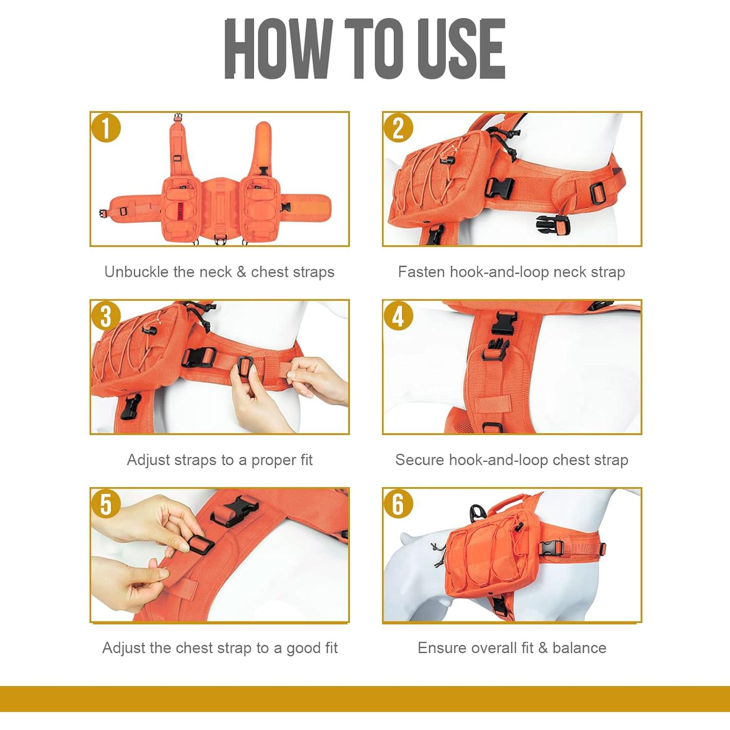 Mochila para Perros OneTigris Mediana Nylon Táctica Naranja