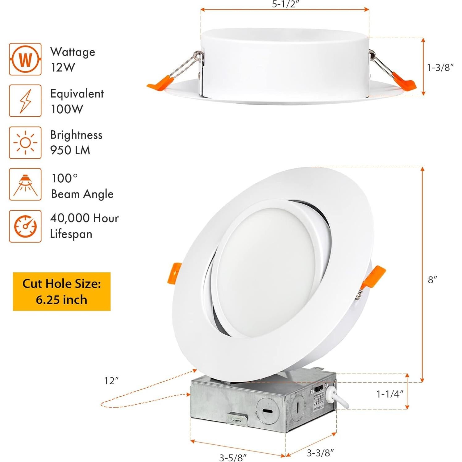 LED empotrado ultra delgado 6" PROCURU 4 unidades 5 colores