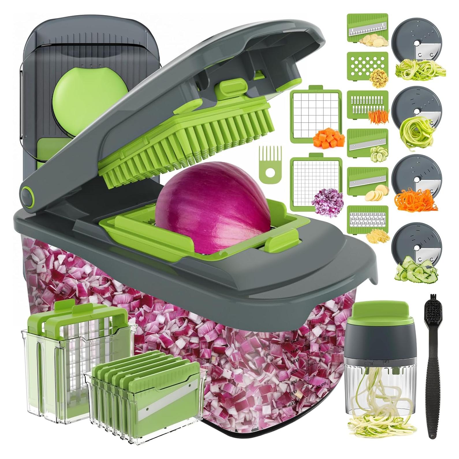 Picador de Verduras Ourokhome 12 en 1 Manual Verde