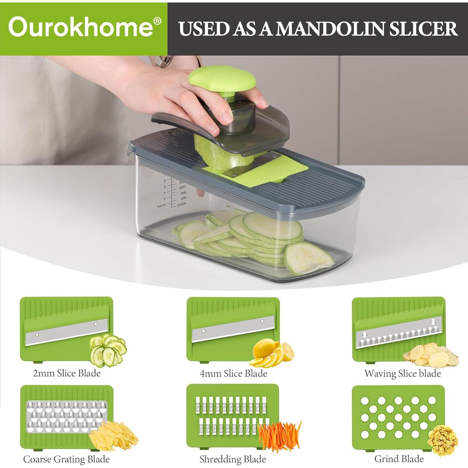 Picador de Verduras Ourokhome 12 en 1 Manual Verde