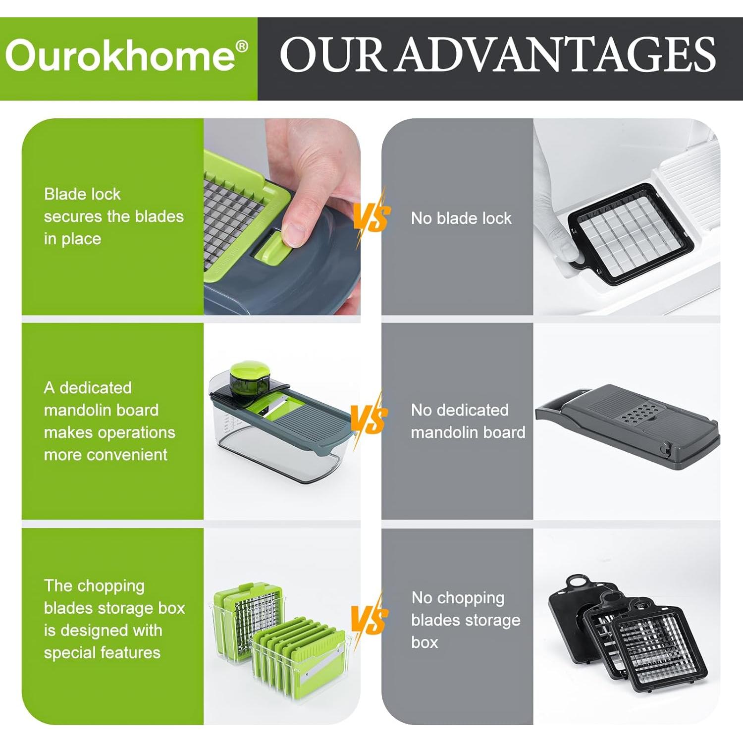 Picador de Verduras Ourokhome 12 en 1 Manual Verde