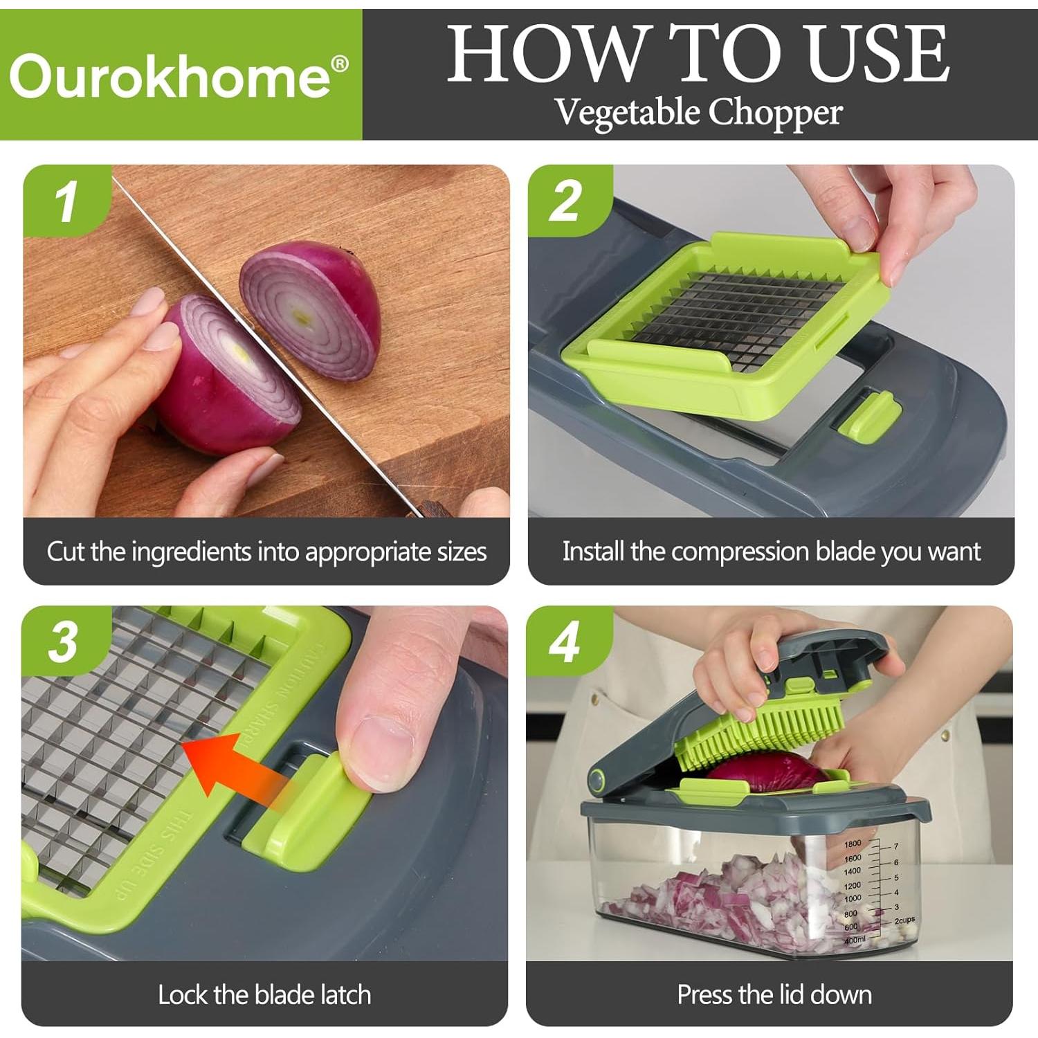 Picador de Verduras Ourokhome 12 en 1 Manual Verde