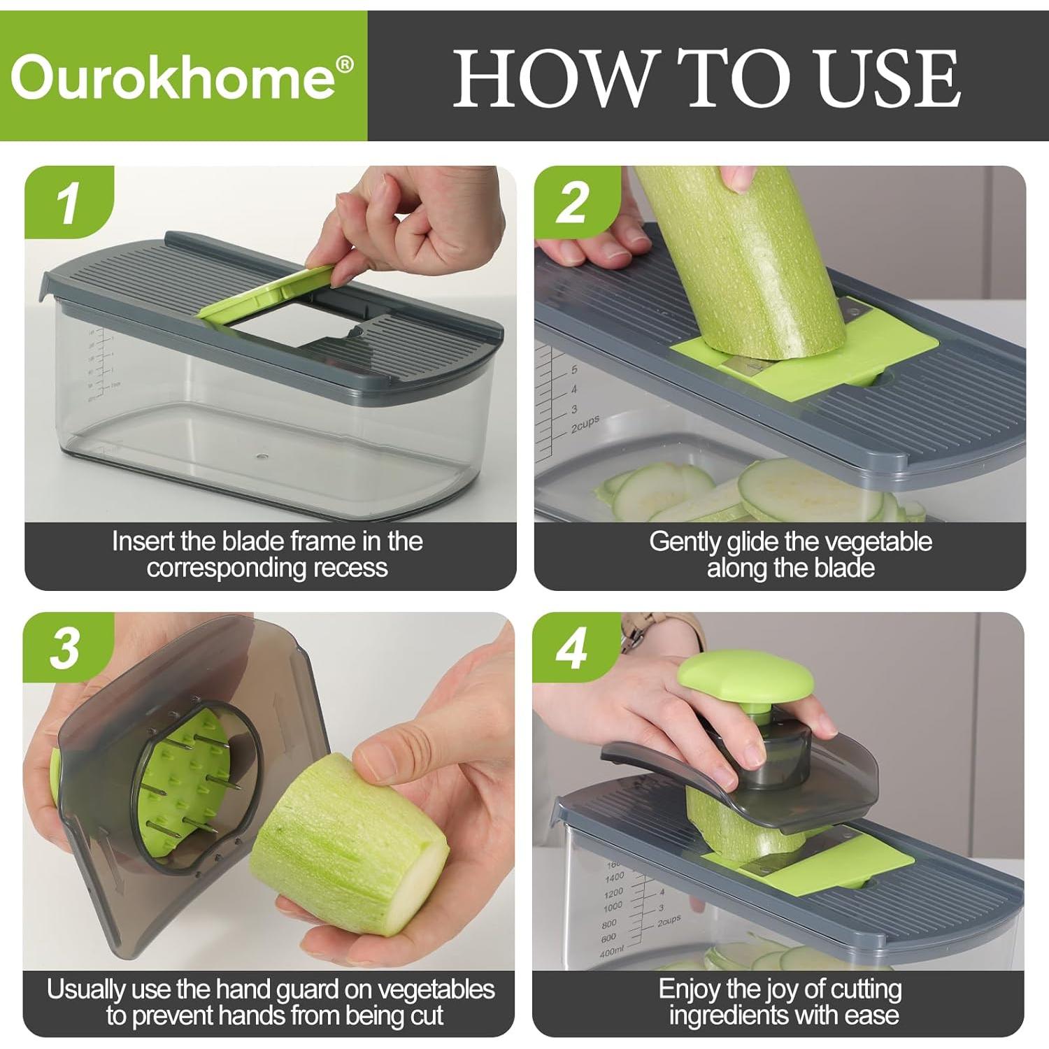 Picador de Verduras Ourokhome 12 en 1 Manual Verde