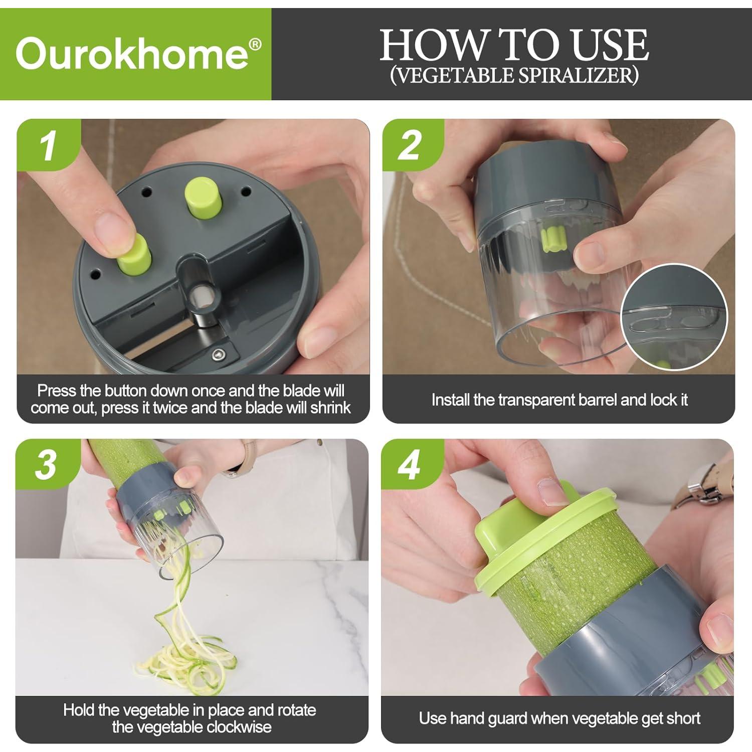 Picador de Verduras Ourokhome 12 en 1 Manual Verde