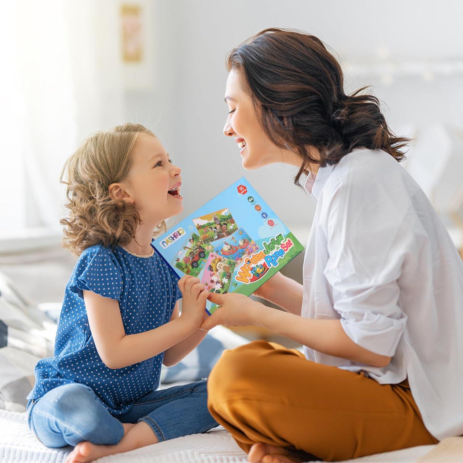 Rompecabezas de Madera NASHRIO para Niños 3-8 Años - Set 4 Piezas