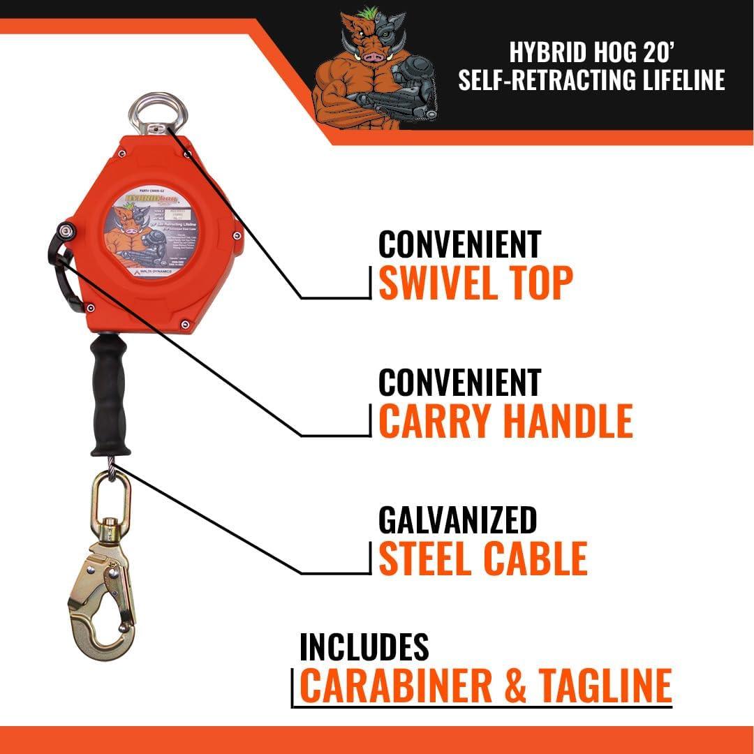 Línea de Vida Retráctil Malta Dynamics Hybrid Hog 6.1m