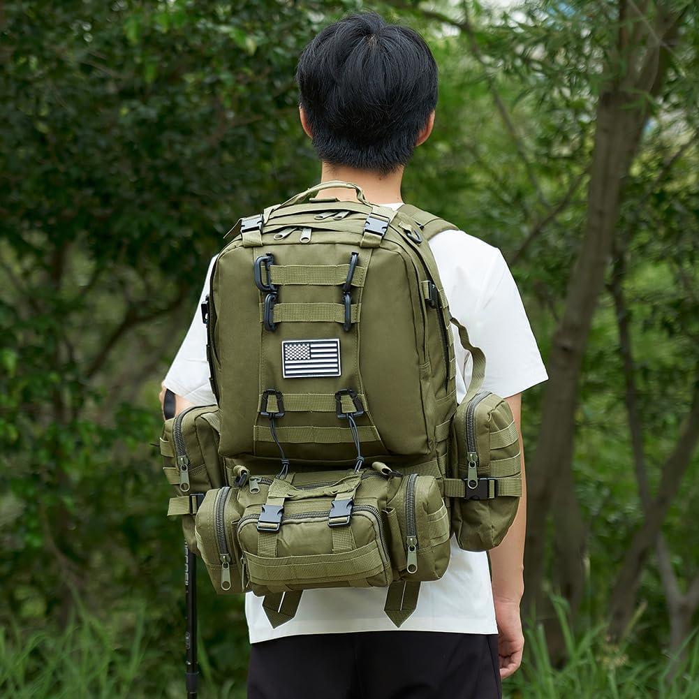 Mochila táctica militar 60L verde ejército Molle para adultos