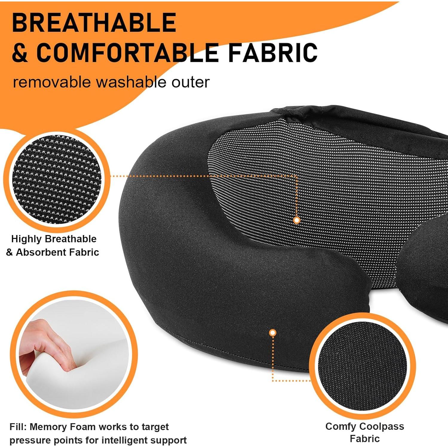 Almohada de Viaje Vzpeun con Capucha y Espuma de Memoria