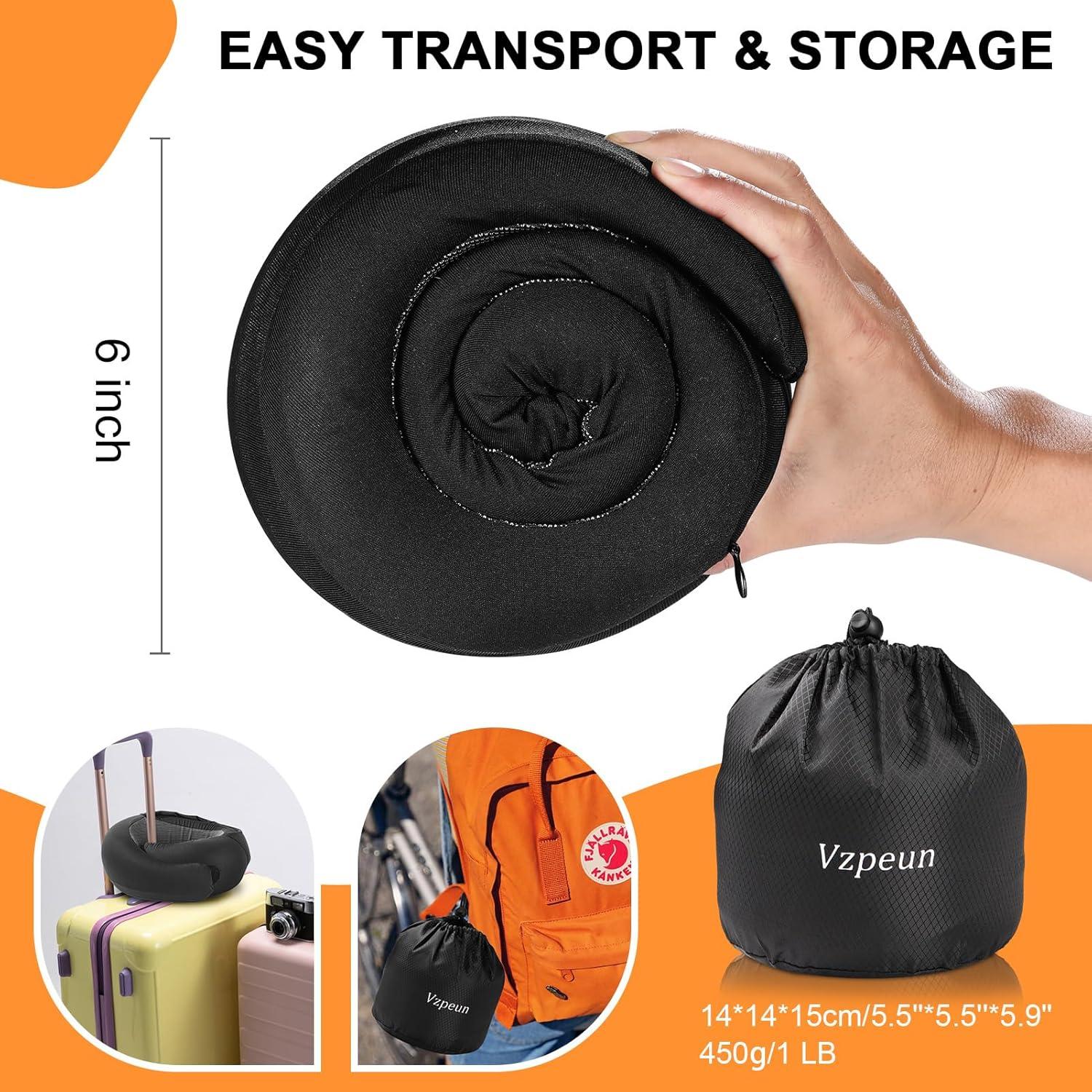 Almohada de Viaje Vzpeun con Capucha y Espuma de Memoria