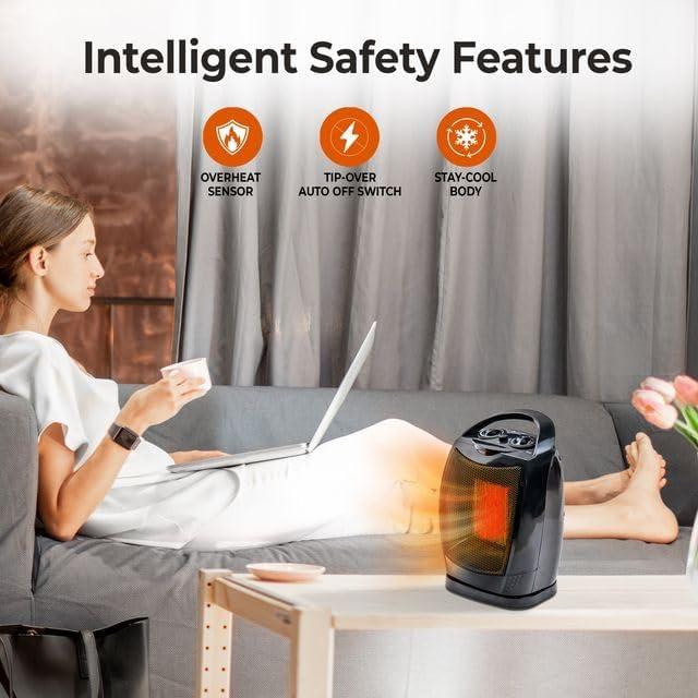 Calentador de Espacio Oscilante Comfort Zone CZ449E 1500W Negro