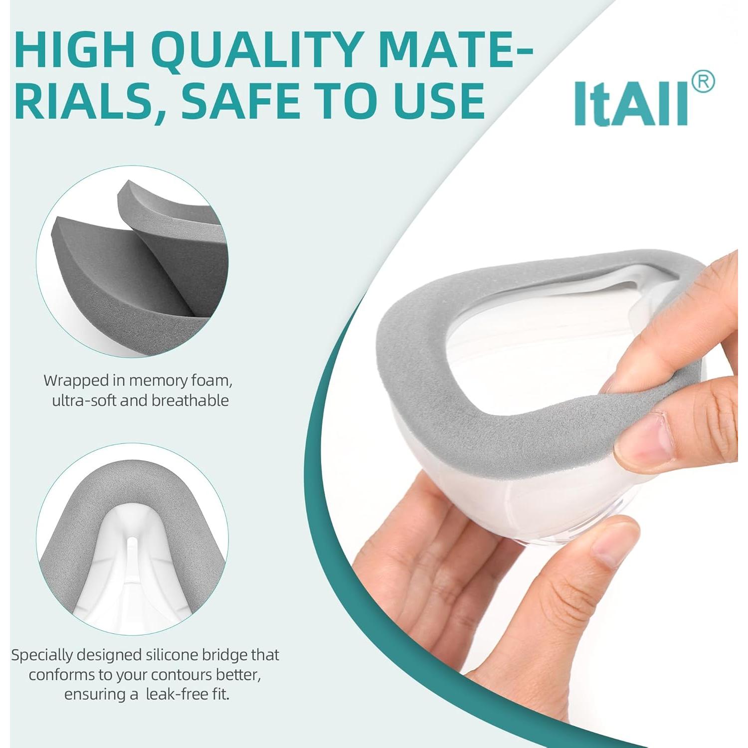 2PCs Replacement Cushion (S) for Airtouch F20 with Memory Foam, Updated F20 Cushion for Full Face, ItAll Supplies for CPAP Users (Small)