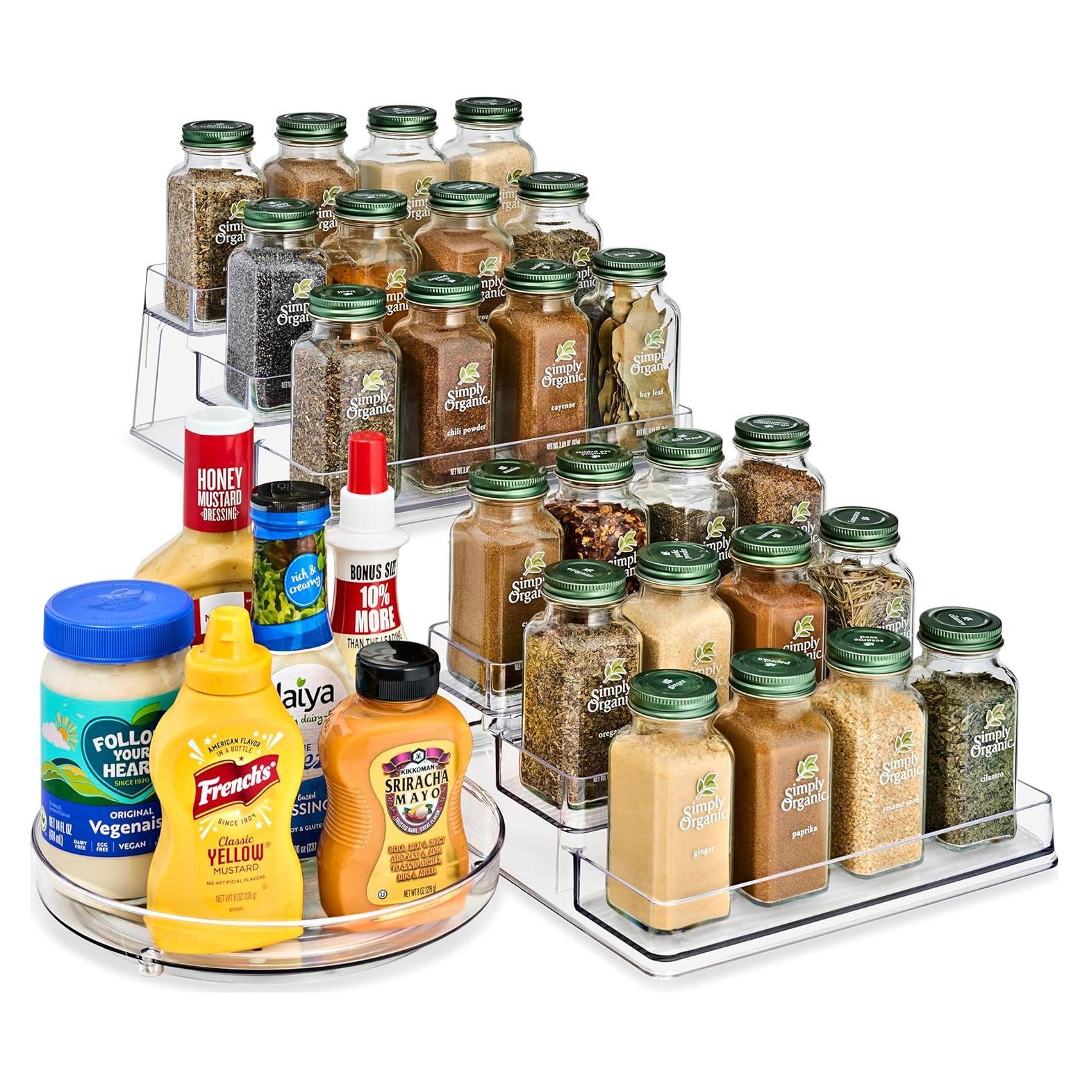 Conjunto organizador de especias Sorbus 3 niveles + Lazy Susan