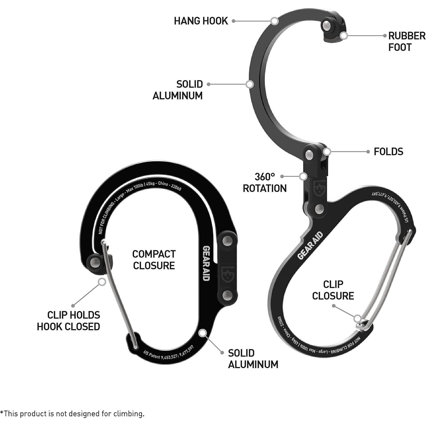 Heroclip GEAR AID Grande Clip Carabinero 45 kg Negro/Azul