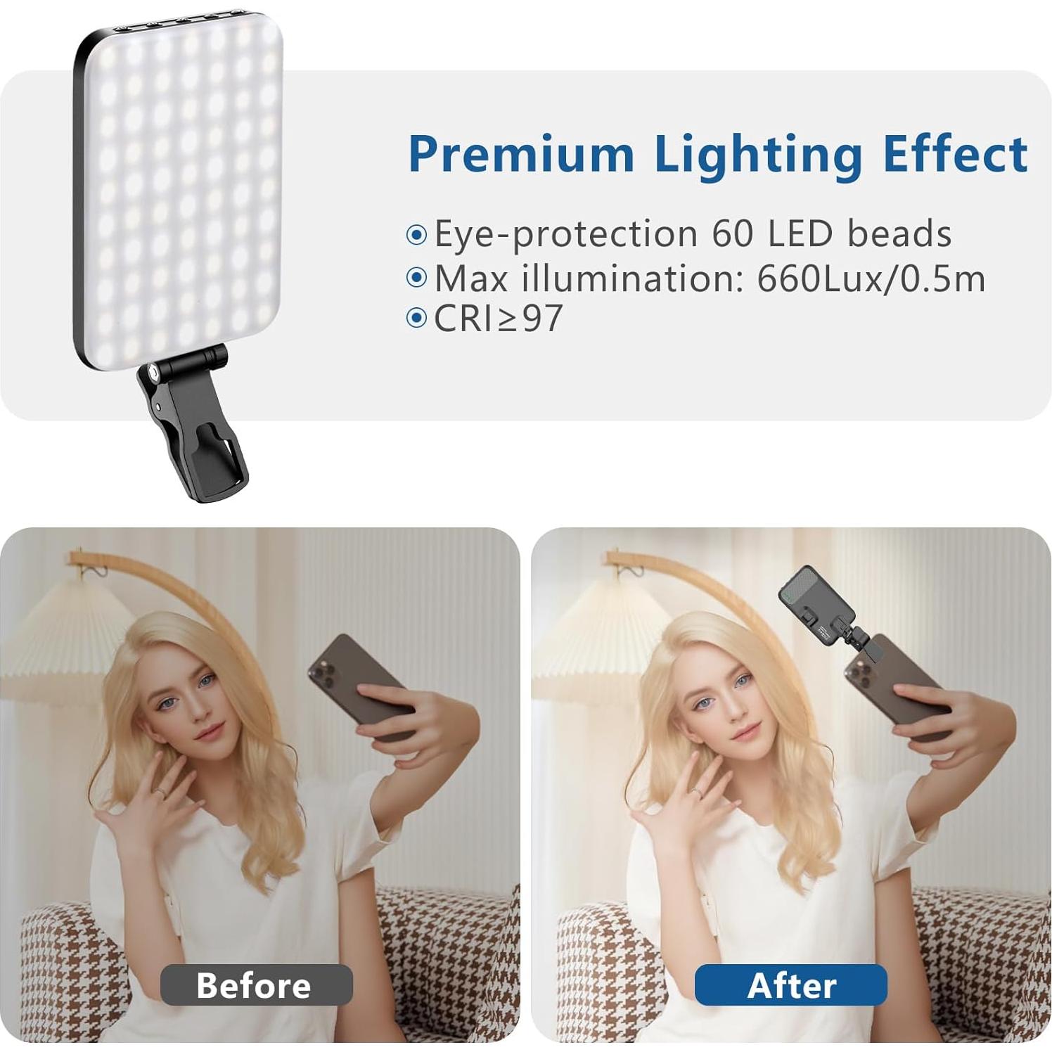Luz de Selfie LED Portátil ALTSON 2200mAh 3 Modos 10 Niveles