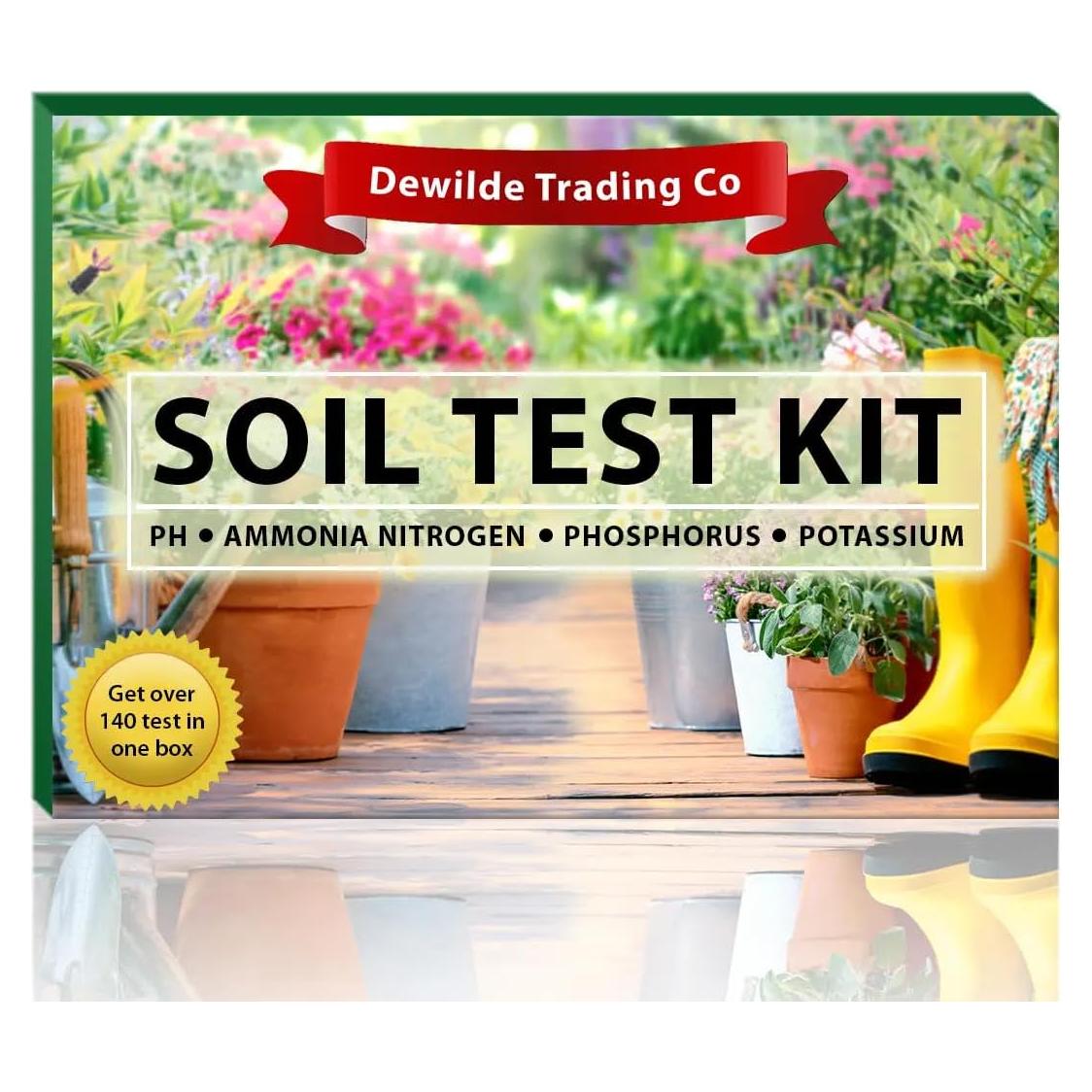 Kit de Prueba de Suelo Dewilde - 140 Pruebas pH, Nitrógeno, Fósforo, Potasio