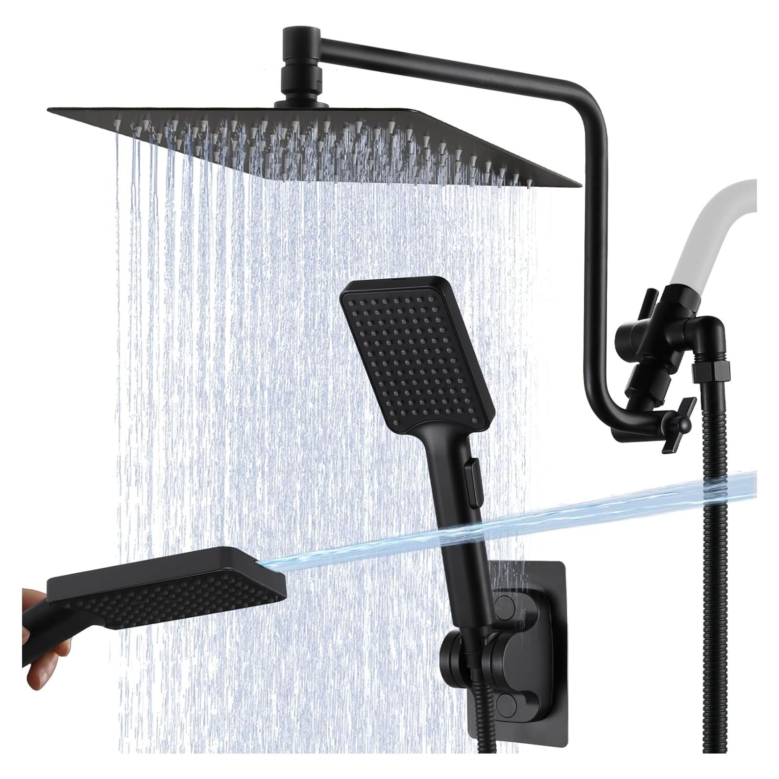 Cabezal de Ducha de Lluvia YDmeet 20 cm con Ducha de Mano y Manguera