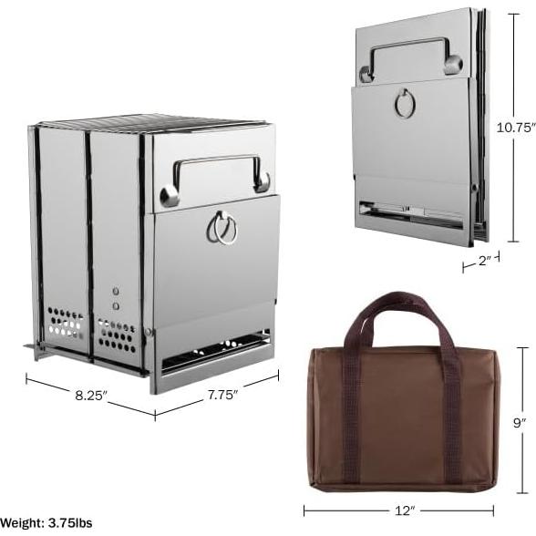 Estufa de Camping Plegable Wakeman de Acero Inoxidable 1.70 kg