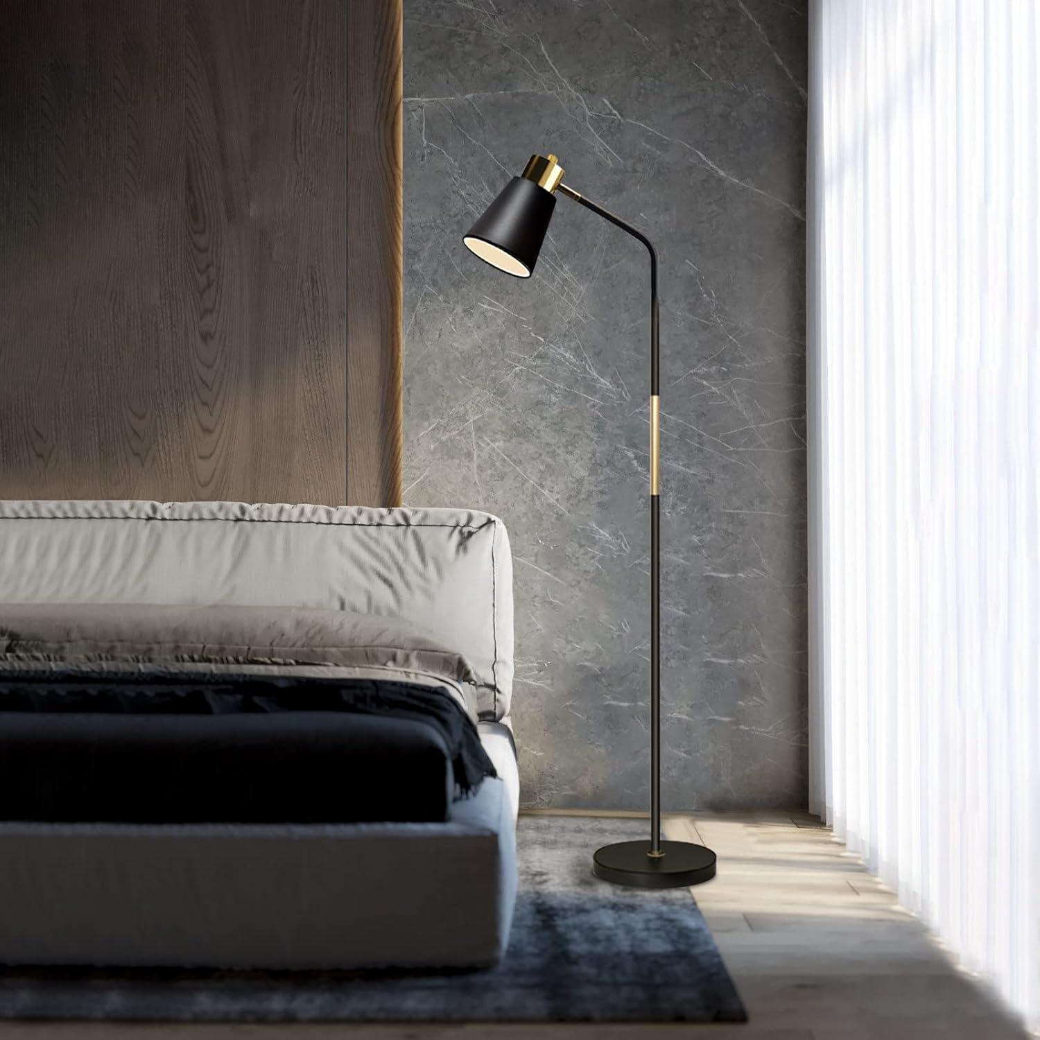 Lámpara de Pie LALISU Ajustable Negra 146,3 cm Estilo Rústico