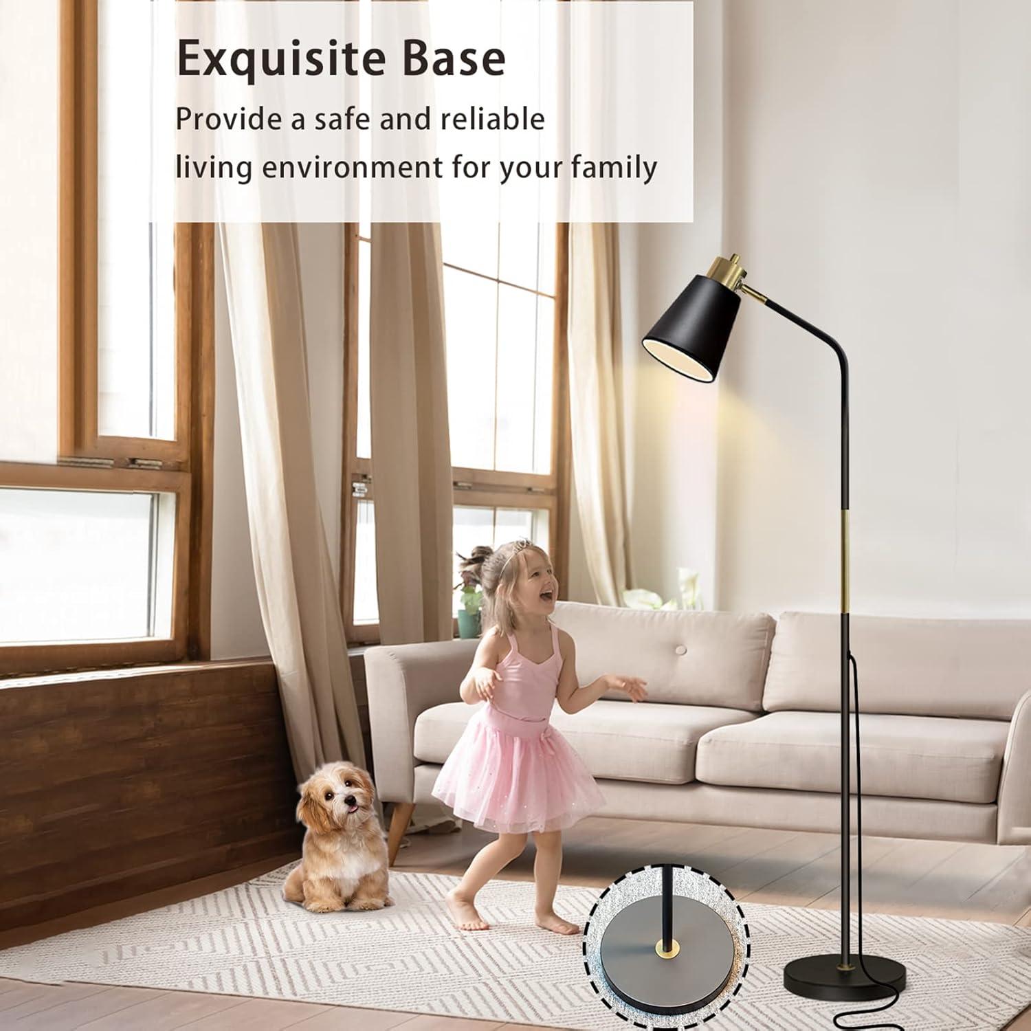Lámpara de Pie LALISU Ajustable Negra 146,3 cm Estilo Rústico