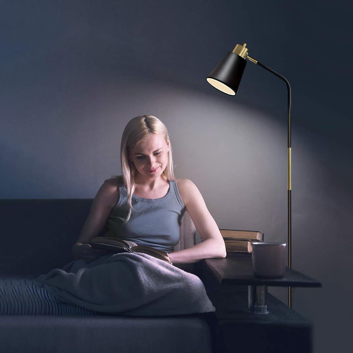 Lámpara de Pie LALISU Ajustable Negra 146,3 cm Estilo Rústico