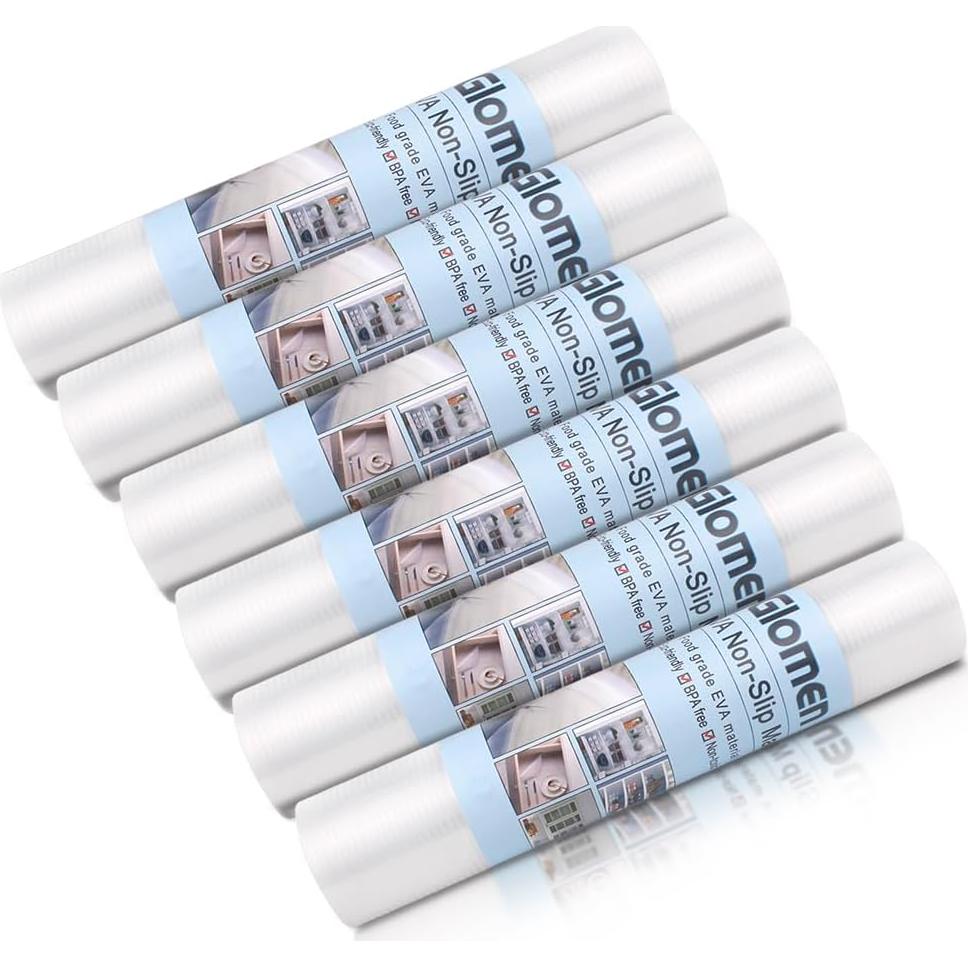 Shelf Liner, Non-Slip Cabinet Liner, Washable Oil-Proof for Kitchen Cabinet, Shelves, Refrigerator, Storage, Desks, 12 Inches x 10 FT, Non Adhesive Drawers Liner… (12 Inches x 10 FT x 6 Rolls) Clear