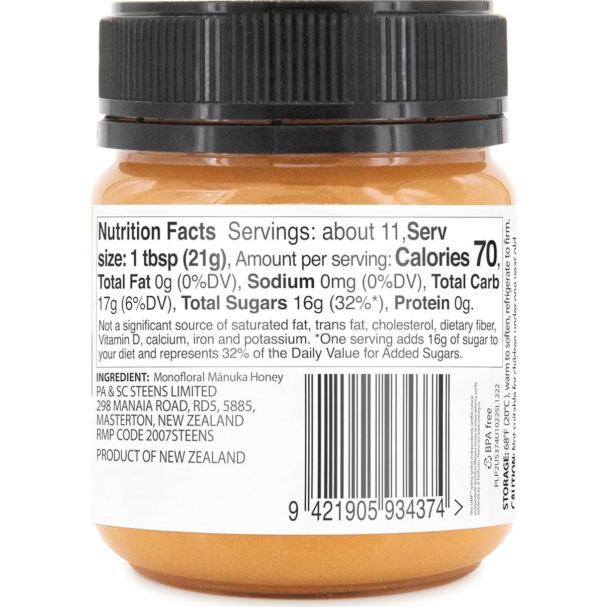 Miel de Manuka Steens 100% Cruda UMF 10+ MGO 263+ 447 g