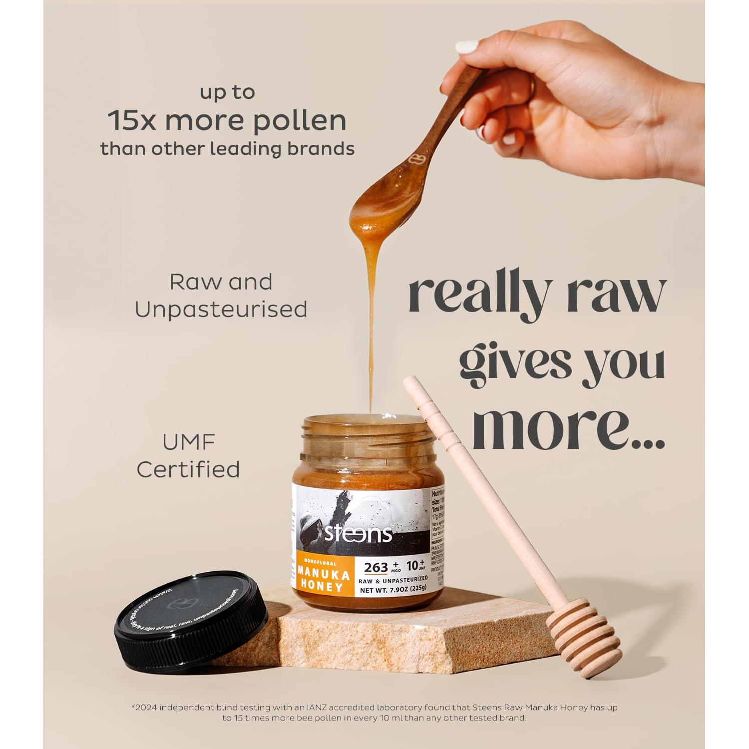 Miel de Manuka Steens 100% Cruda UMF 10+ MGO 263+ 447 g