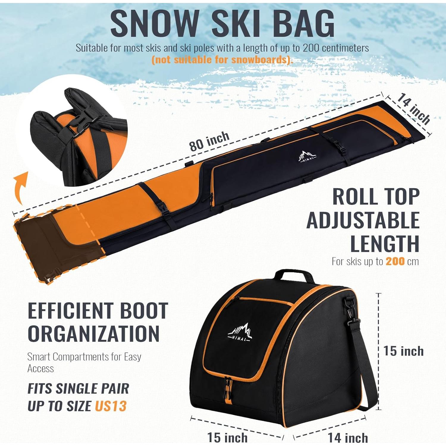 Combo Bolsa de Esquí y Botas GoHimal 200 cm Resistente