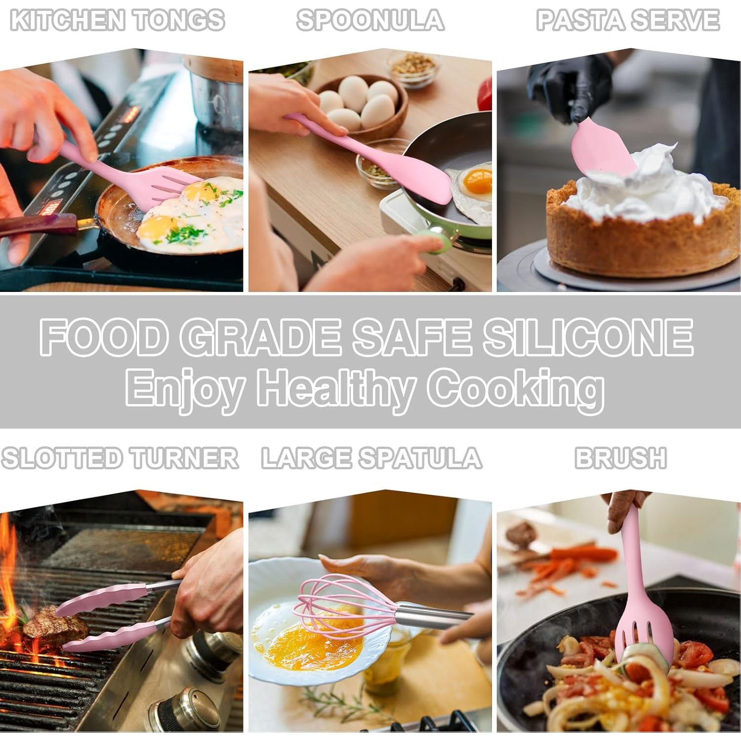 Set de Utensilios de Cocina Umite Chef 22 Piezas Silicona Rosa