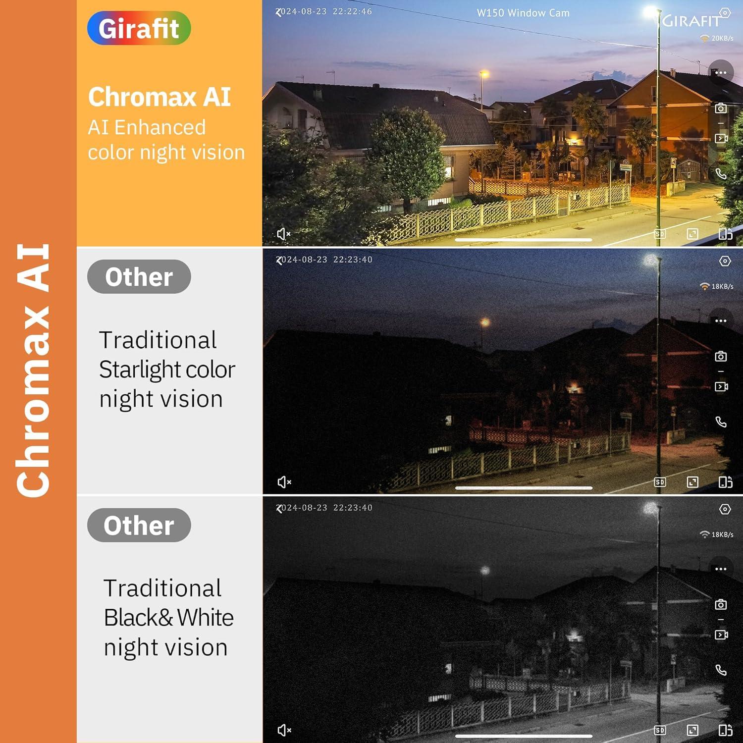 Cámara de Ventana Girafit 3MP 2K WiFi con Visión Nocturna