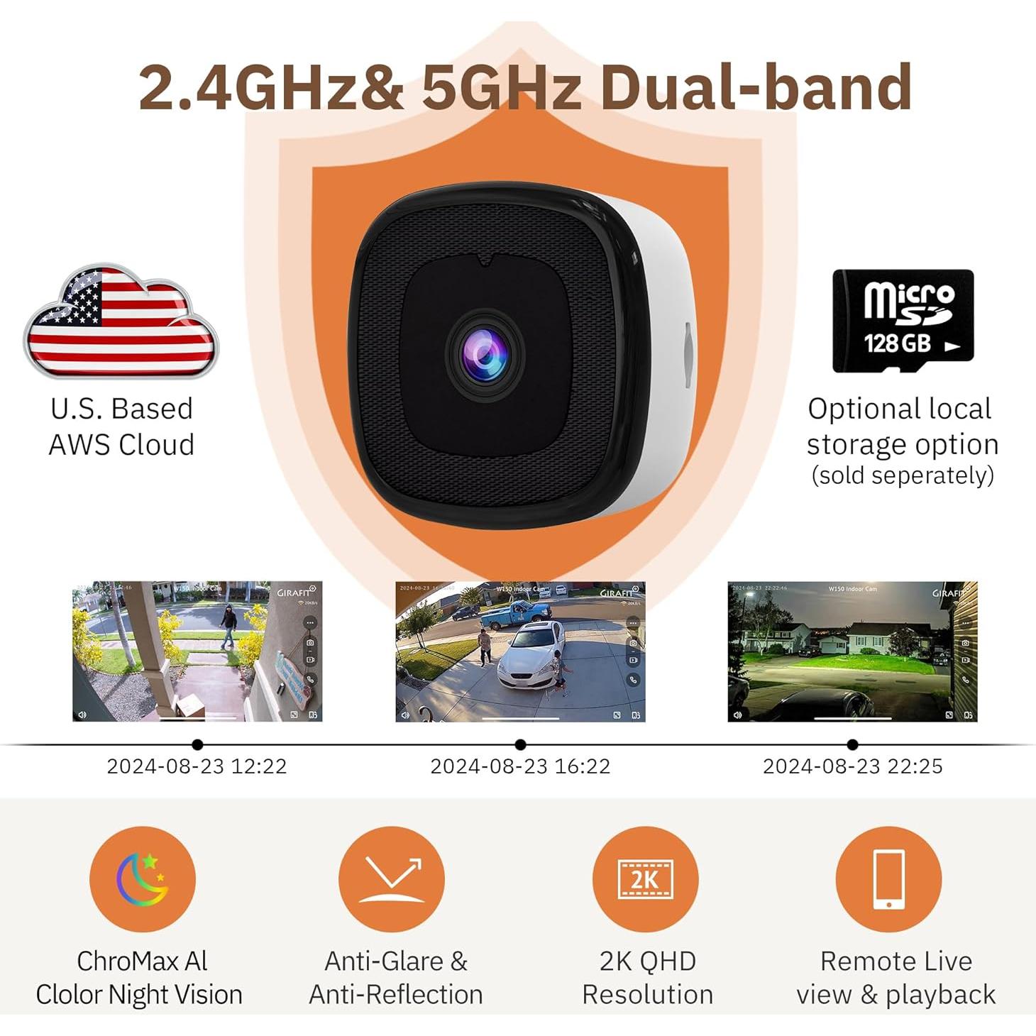 Cámara de Ventana Girafit 3MP 2K WiFi con Visión Nocturna