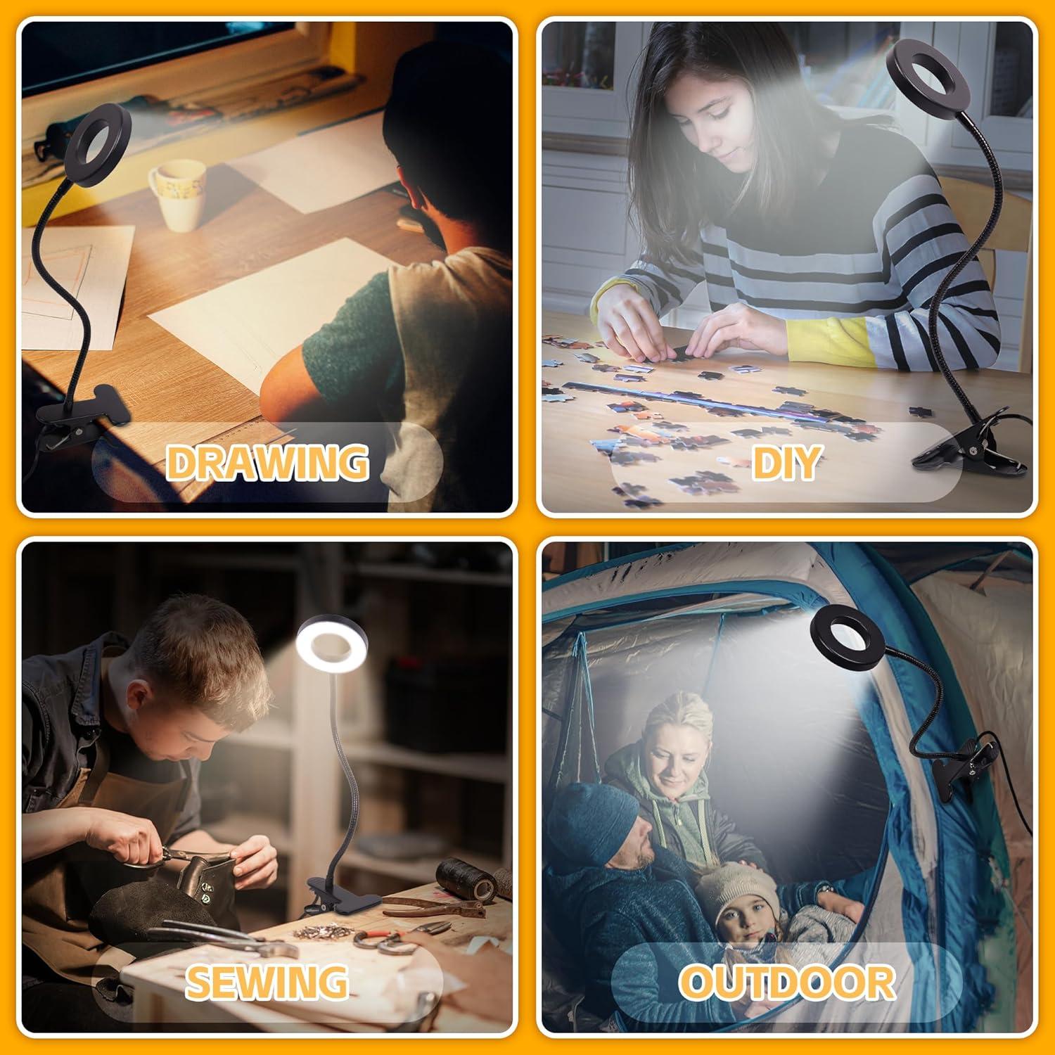 Lámpara de Escritorio Foneso USB con Clip 48 LED 3 Modos