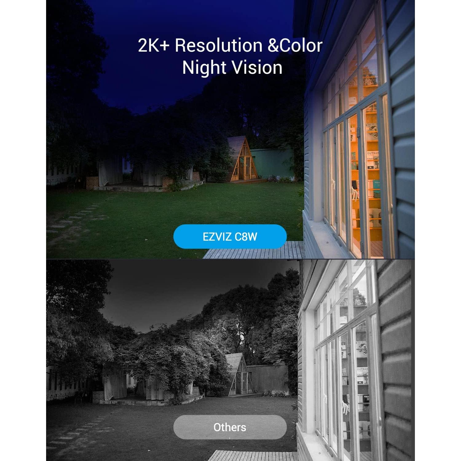 EZVIZ Security Camera Outdoor, 4MP WiFi Camera Pan/Tilt, 360° Visual Coverage, IP65 Waterproof, Color Night Vision, AI-Powered Person Detection, Two-Way Talk, Support MicroSD Card up to 256GB | C8W