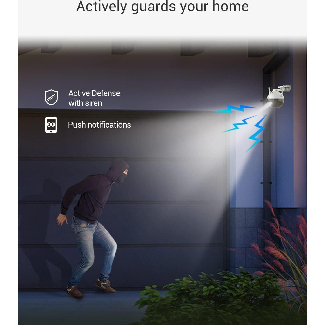 EZVIZ Security Camera Outdoor, 4MP WiFi Camera Pan/Tilt, 360° Visual Coverage, IP65 Waterproof, Color Night Vision, AI-Powered Person Detection, Two-Way Talk, Support MicroSD Card up to 256GB | C8W