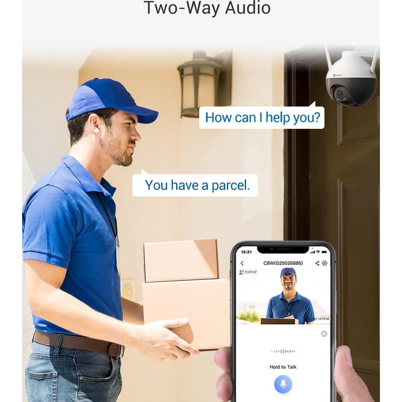 EZVIZ Security Camera Outdoor, 4MP WiFi Camera Pan/Tilt, 360° Visual Coverage, IP65 Waterproof, Color Night Vision, AI-Powered Person Detection, Two-Way Talk, Support MicroSD Card up to 256GB | C8W