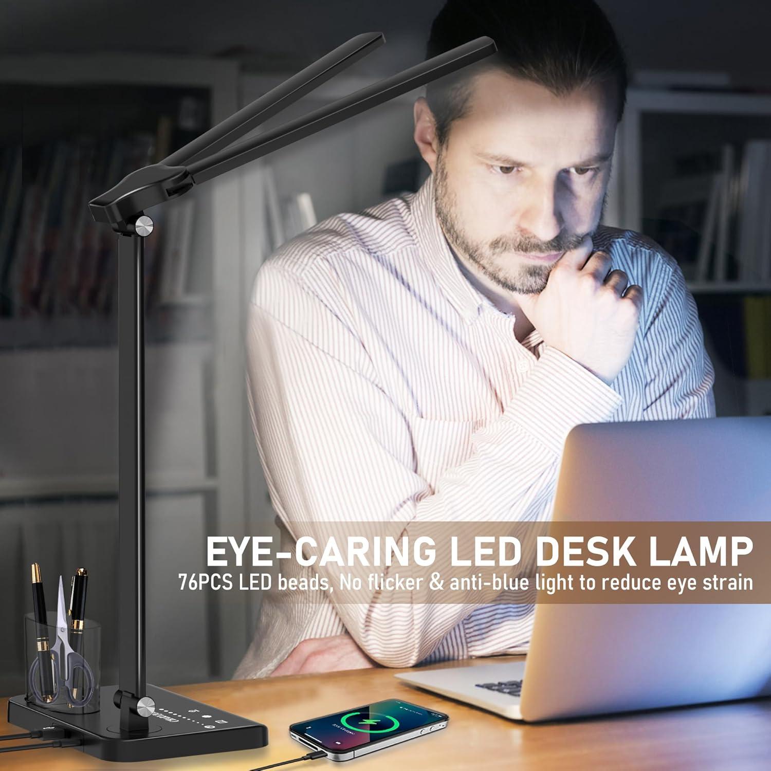 Lámpara de Escritorio LED CHARYJOD Regulable con USB 50 Modos