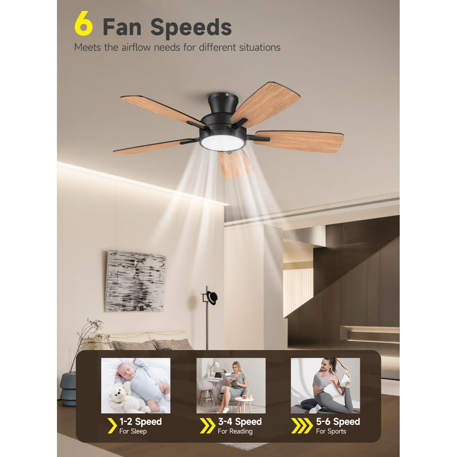 Ventilador de Techo TALOYA 46" con Luz LED y Control Remoto