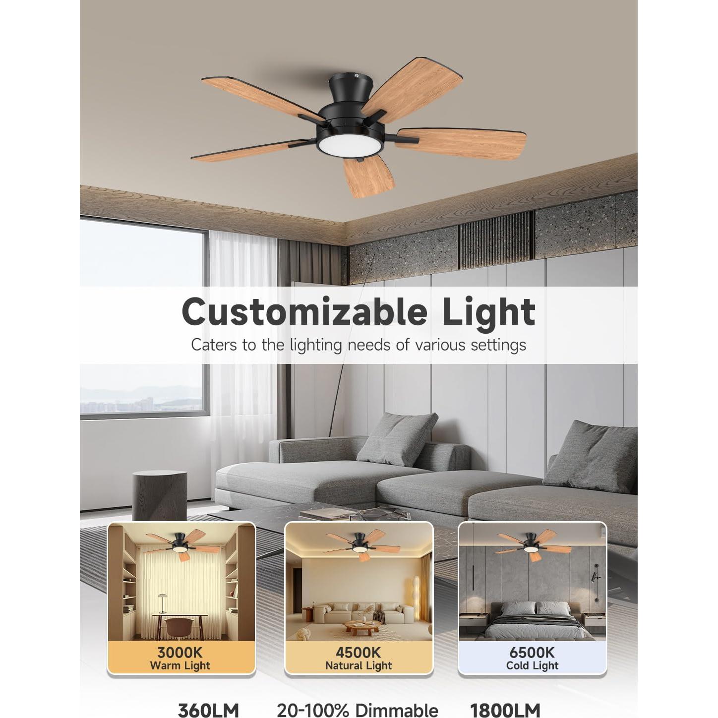 Ventilador de Techo TALOYA 46" con Luz LED y Control Remoto