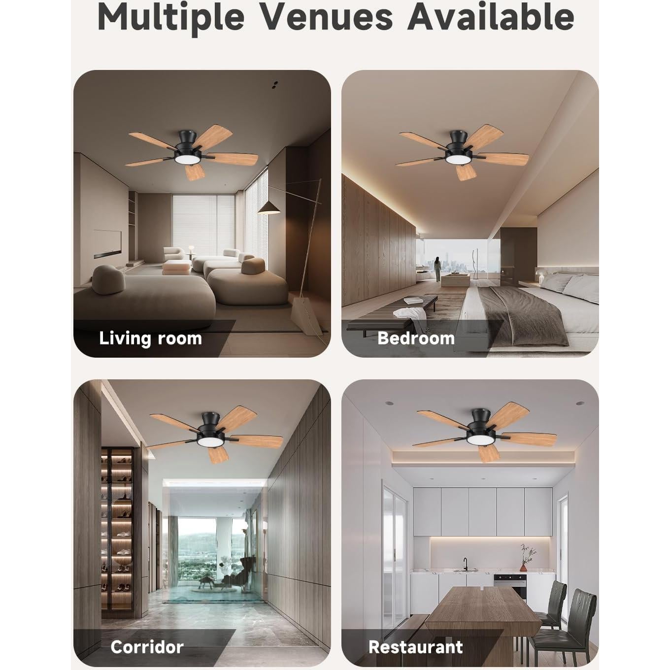 Ventilador de Techo TALOYA 46" con Luz LED y Control Remoto